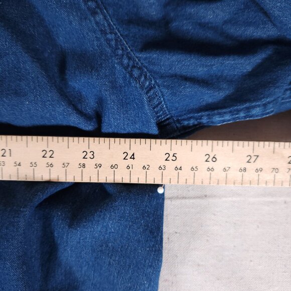 Wrangler Premium Quality Blue Denim Button Shirt Mens XL Pockets Western America - Picture 5 of 15